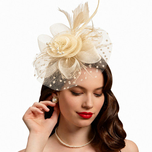 Cream ivory fascinator - ivory, hat