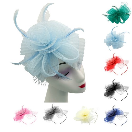 Flower feather hair hat - feather,