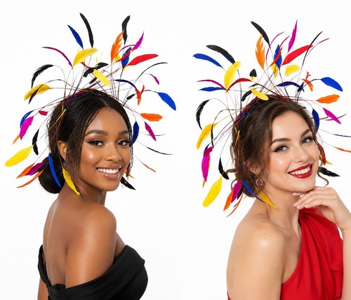 Colourful feather fascinator - feather,