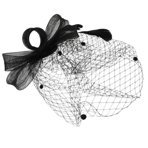 Black mesh fascinator hat - black,