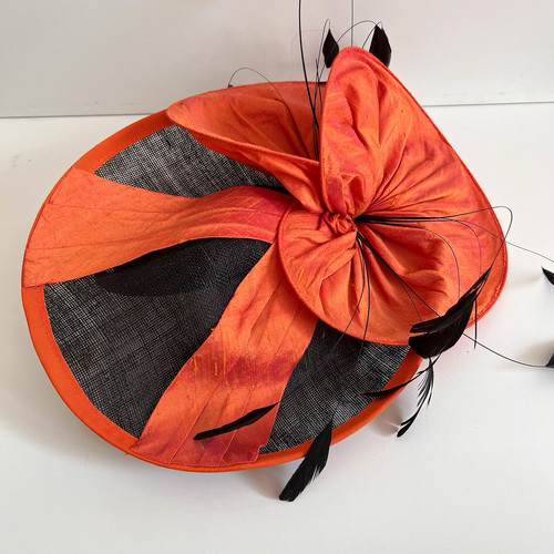 Hat orange black sinamay - my,