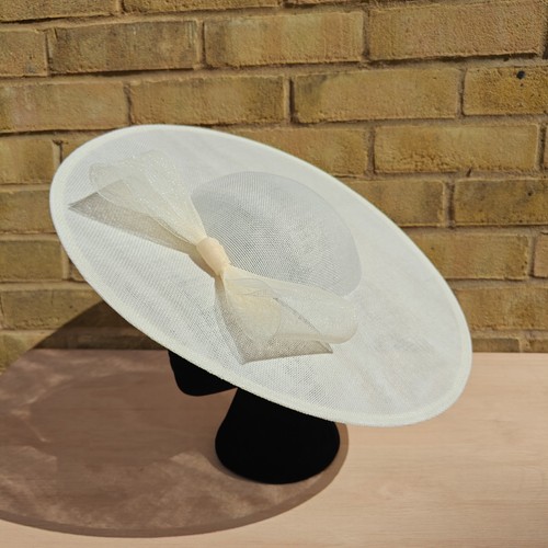 Ivory cream bow wide brim - ivory,