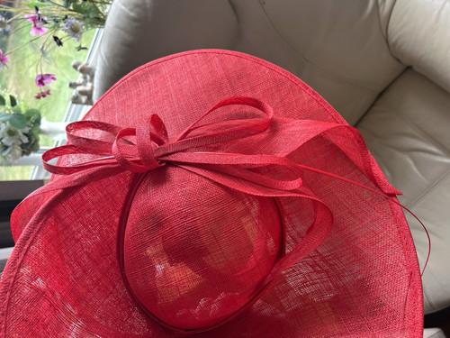 Bees millinery red wide brim - millinery,