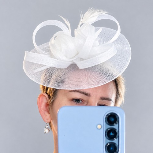 White fascinator hat - fascinator,
