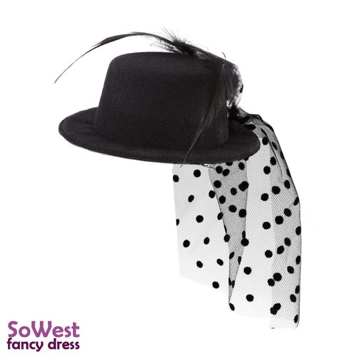 Fascinator mini black top - fascinator, hat