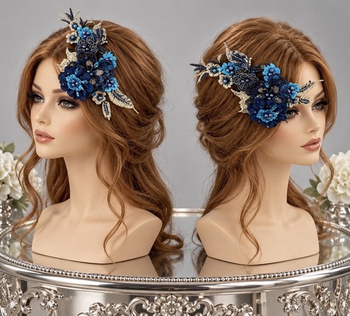 Blue fascinator headdress - fascinator,