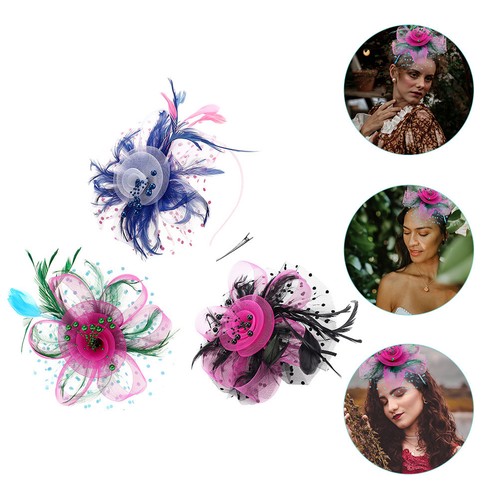 3pcs fascinators hats headband - 3pcs,