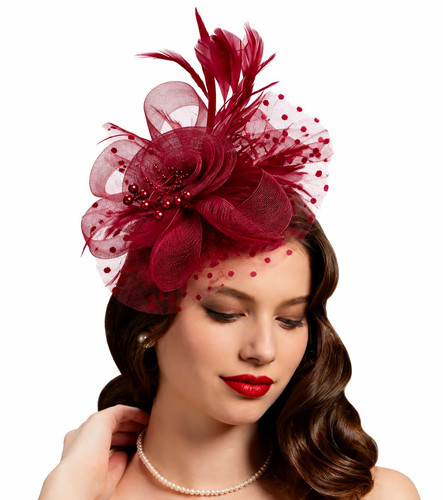 Burgundy wine red fascinator - burgundy,