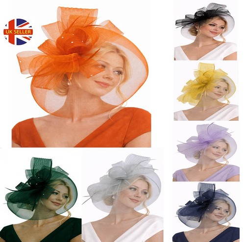 Flower feather hair hat - feather,