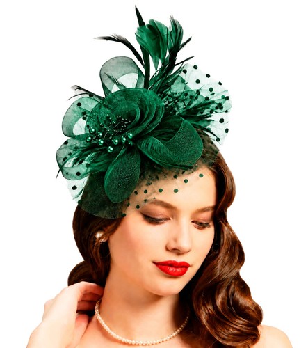 Bottle green fascinator hat - bottle,