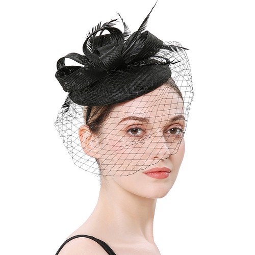 Reusable black fascinator - reusable,