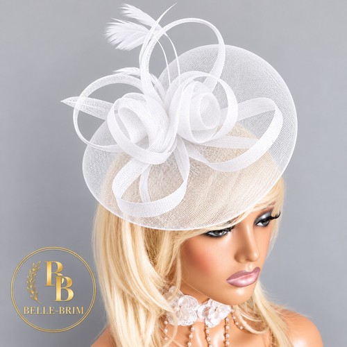 White mesh fascinator - white, hat
