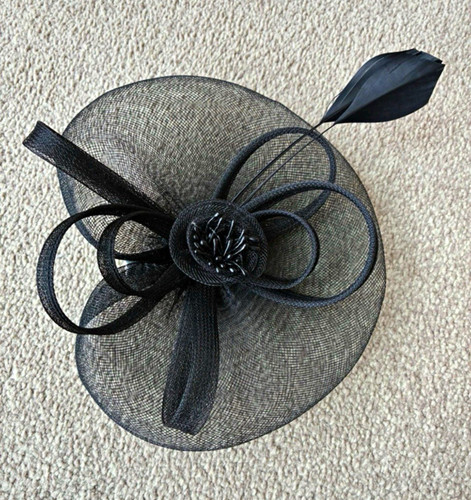 Black mesh fascinator - black,