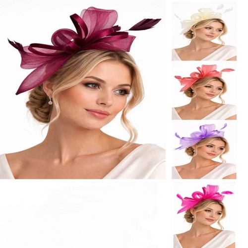 Flower feather hair hat - feather,