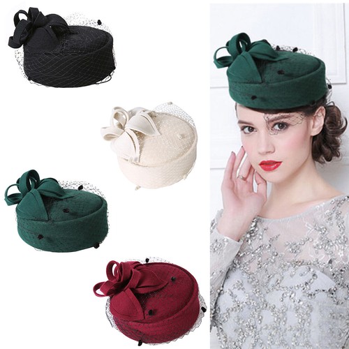 Royal pillbox hat - royal, veil