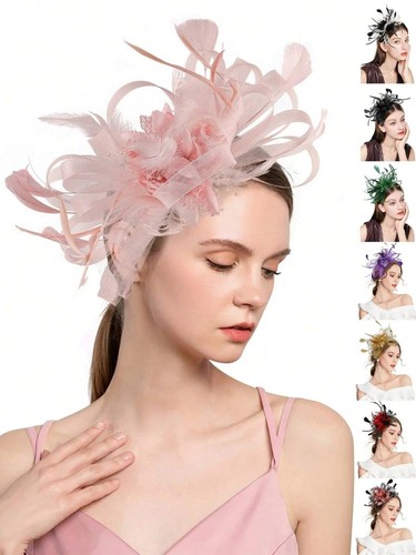 Flower feather hair hat - flower,