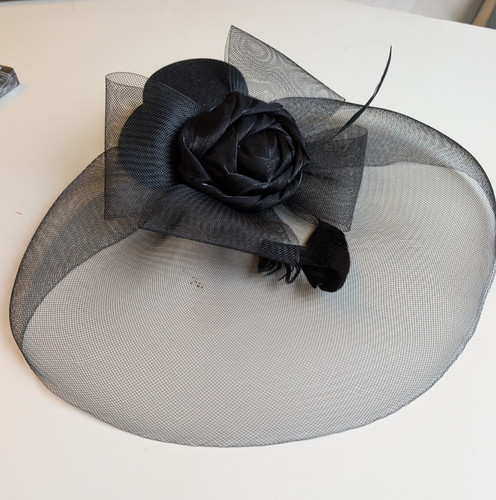 Black fascinator hat pillbox - black,