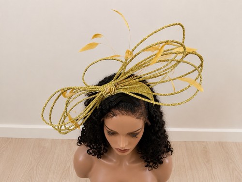 Gold fascinator hat royal - gold,