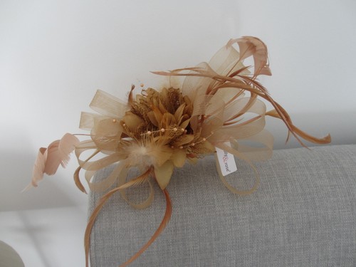 Gold fascinator for weddings - fascinator,