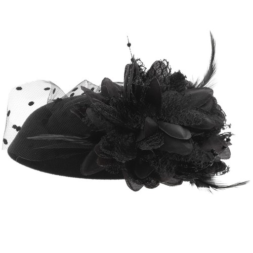 Black fabric fascinator hat - black,