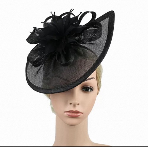 Black fascinator hat feather - fascinator,