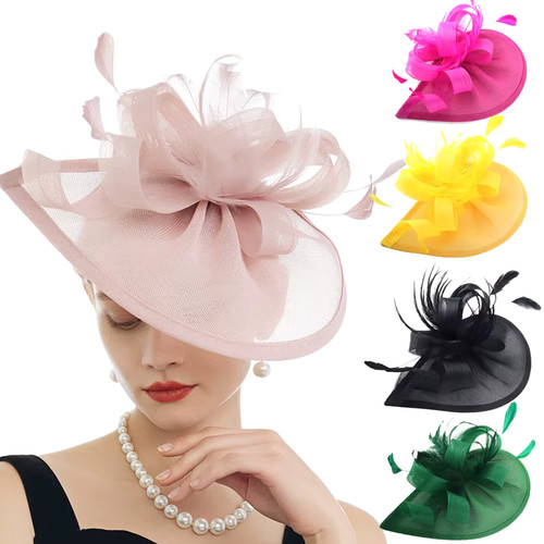 Feather fascinator hat - hat, floral