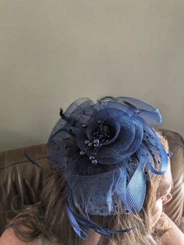 Navy blue fascinator headband - blue,