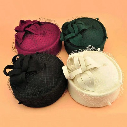 Royal pillbox hat mesh - royal, veil