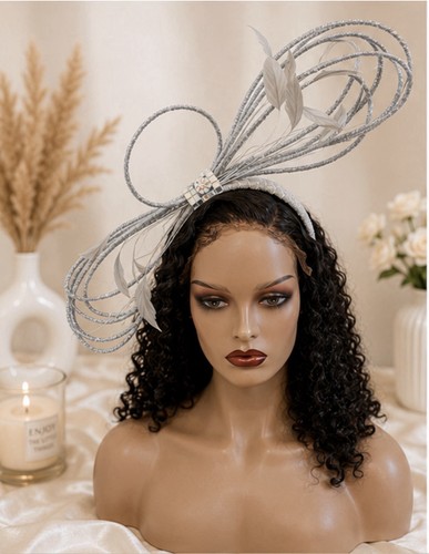 Silver fascinator hat - fascinator,