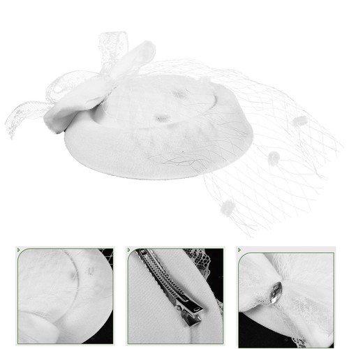 Stylish white wool fascinator - stylish,