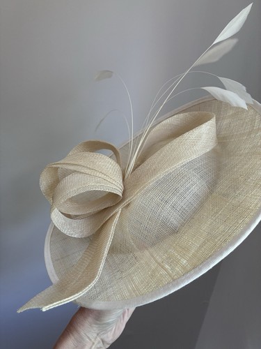 Cream sinamay fascinator hat - cream,