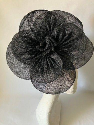 Black sinamay fascinator for - fascinator,